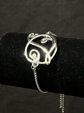 Vintage Stainless Steel "D" Monogrammed Charm Bracelet